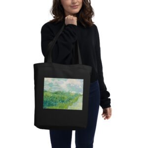 Vincent Van Gogh Eco Tote Bag – Green Wheat Fields, Auvers organic cotton reuseable shopping bag or art supply bag