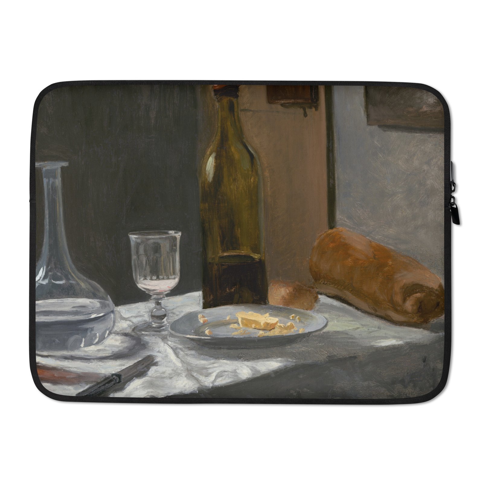 Laptop Sleeve Still Life with Bottle, Carafe, Bread, and Wine-Claude Monet - Image 2